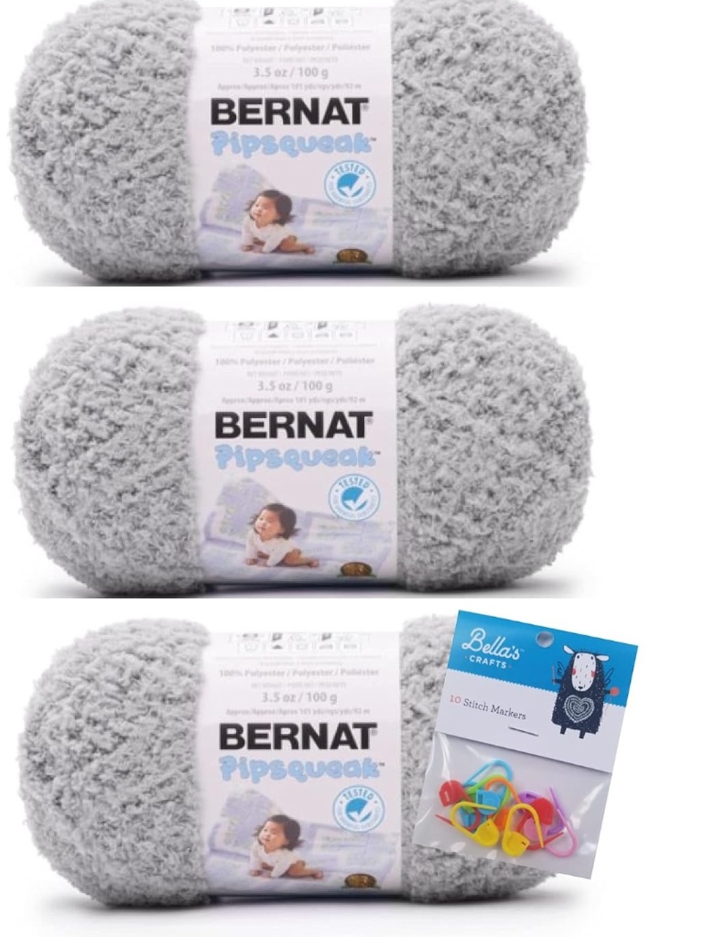 YARN | Bernat Pipsqueak 3 pack | Elephant Gray
